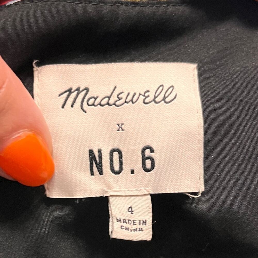 Madewell x No. 6 Black Floral Silk Ruffle Mini Dress Size 4 - Picture 7 of 10